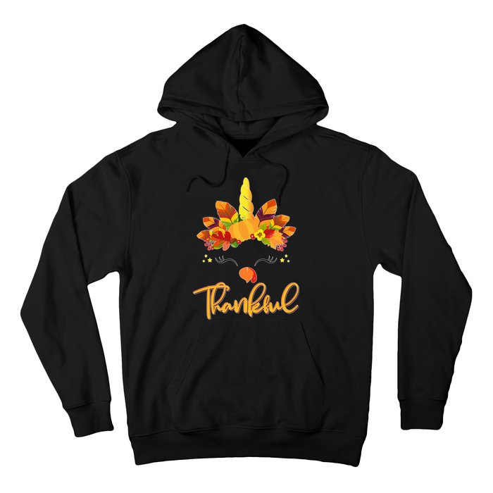 Cute Thanksgiving Unicorn Thankful Turkey Hoodie