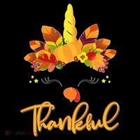 Cute Thanksgiving Unicorn Thankful Turkey T-Shirt