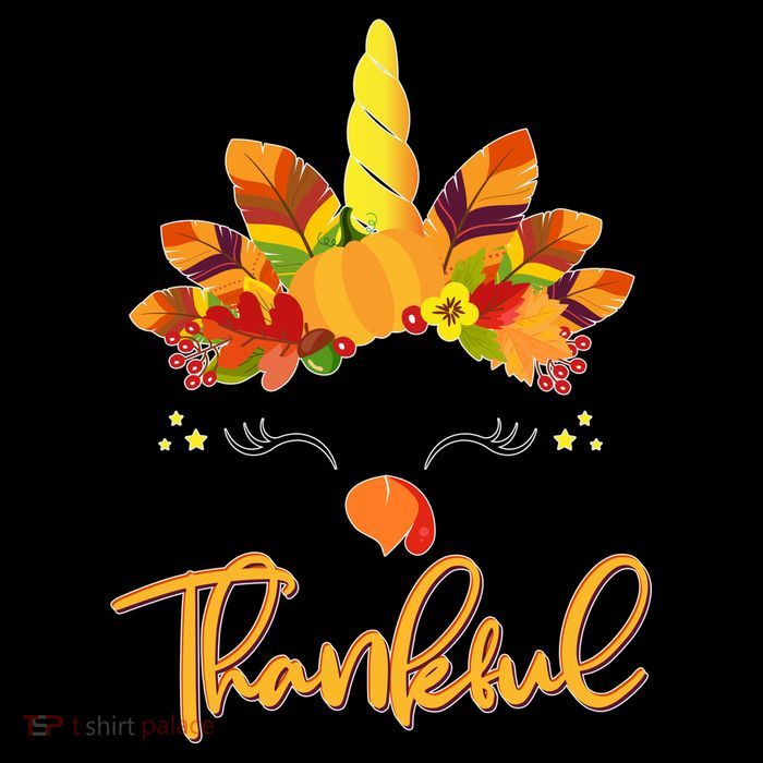 Cute Thanksgiving Unicorn Thankful Turkey T-Shirt