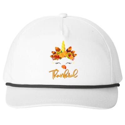 Cute Thanksgiving Unicorn Thankful Turkey Snapback Five-Panel Rope Hat