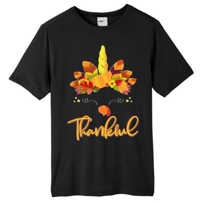 Cute Thanksgiving Unicorn Thankful Turkey Tall Fusion ChromaSoft Performance T-Shirt