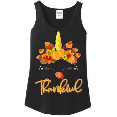 Cute Thanksgiving Unicorn Thankful Turkey Ladies Essential Tank