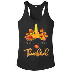 Cute Thanksgiving Unicorn Thankful Turkey Ladies PosiCharge Competitor Racerback Tank