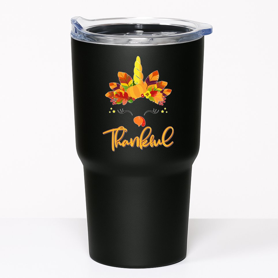 Cute Thanksgiving Unicorn Thankful Turkey Tumbler