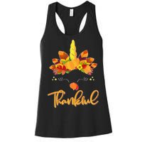 Cute Thanksgiving Unicorn Thankful Turkey Women's Racerback Tank