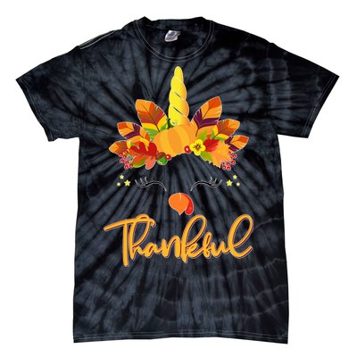 Cute Thanksgiving Unicorn Thankful Turkey Tie-Dye T-Shirt