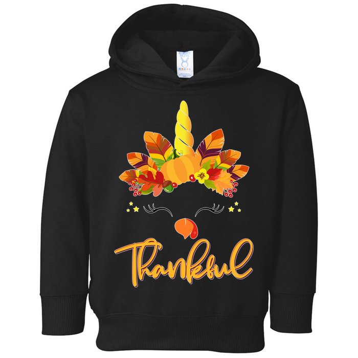 Cute Thanksgiving Unicorn Thankful Turkey Toddler Hoodie