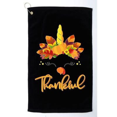 Cute Thanksgiving Unicorn Thankful Turkey Golf Towel