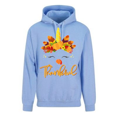 Cute Thanksgiving Unicorn Thankful Turkey Unisex Surf Hoodie