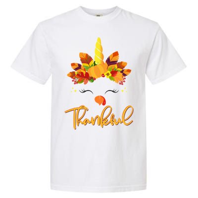 Cute Thanksgiving Unicorn Thankful Turkey Garment-Dyed Heavyweight T-Shirt