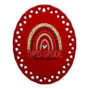 Cute Third Grade Teacher Inspiring Quote Ceramic Oval Ornament