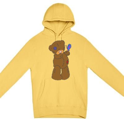 Cute Torn Teddy Bear Premium Pullover Hoodie