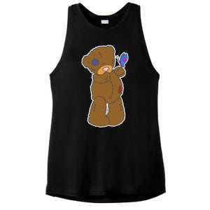 Cute Torn Teddy Bear Ladies PosiCharge Tri-Blend Wicking Tank