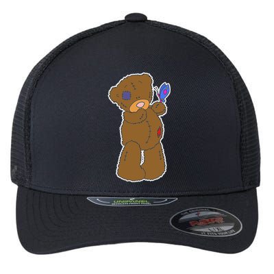 Cute Torn Teddy Bear Flexfit Unipanel Trucker Cap