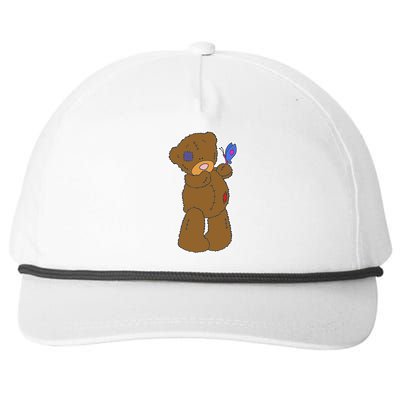 Cute Torn Teddy Bear Snapback Five-Panel Rope Hat