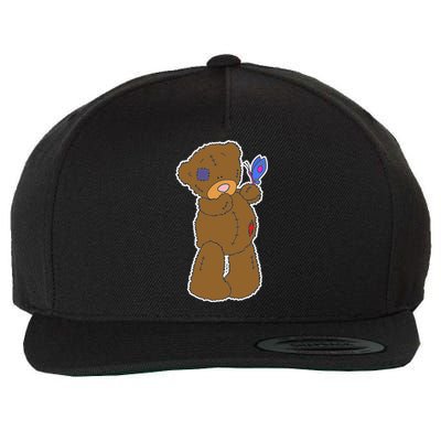 Cute Torn Teddy Bear Wool Snapback Cap