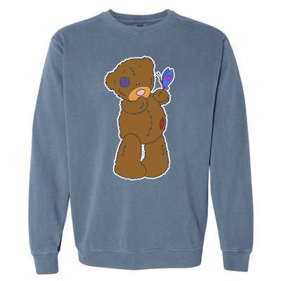 Cute Torn Teddy Bear Garment-Dyed Sweatshirt