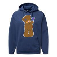 Cute Torn Teddy Bear Performance Fleece Hoodie