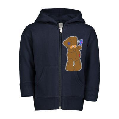 Cute Torn Teddy Bear Toddler Zip Fleece Hoodie