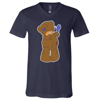 Cute Torn Teddy Bear V-Neck T-Shirt