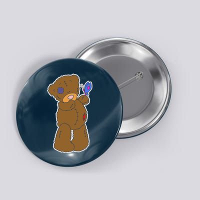 Cute Torn Teddy Bear Button