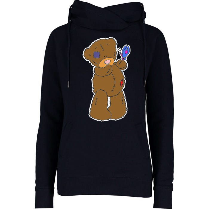 Cute Torn Teddy Bear Womens Funnel Neck Pullover Hood