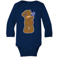 Cute Torn Teddy Bear Baby Long Sleeve Bodysuit