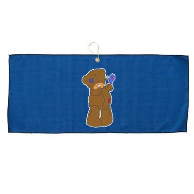 Cute Torn Teddy Bear Large Microfiber Waffle Golf Towel