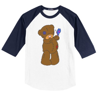 Cute Torn Teddy Bear Baseball Sleeve Shirt