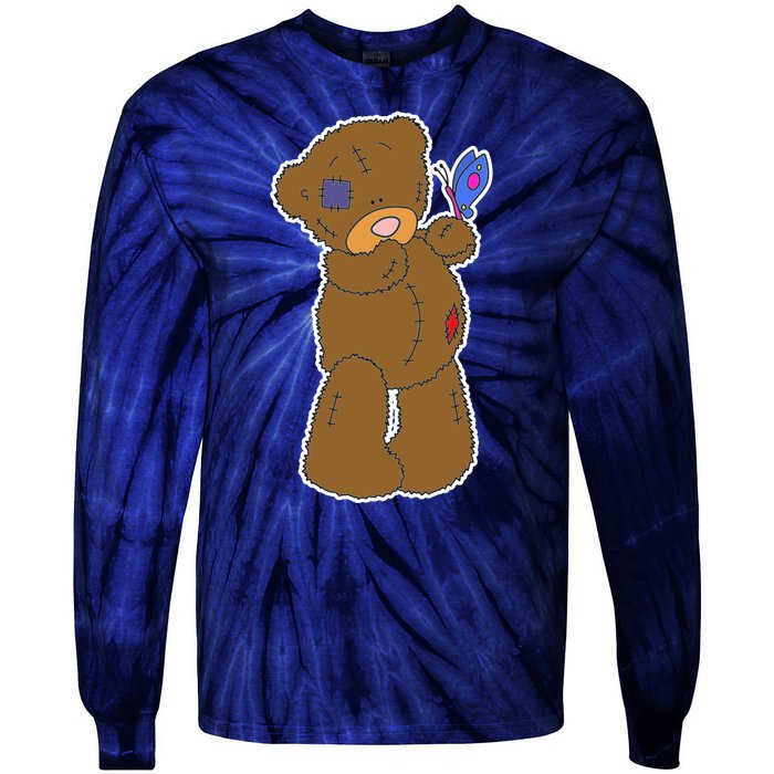 Cute Torn Teddy Bear Tie-Dye Long Sleeve Shirt