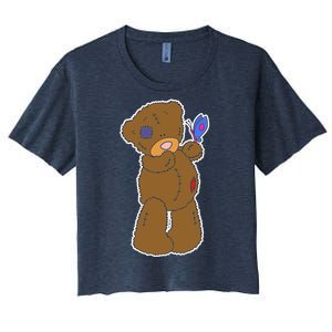 Cute Torn Teddy Bear Women's Crop Top Tee