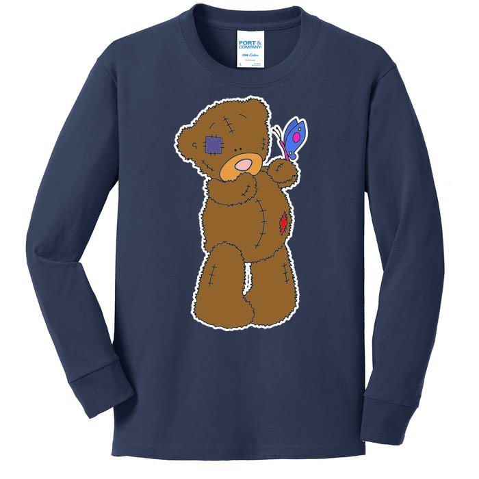 Cute Torn Teddy Bear Kids Long Sleeve Shirt