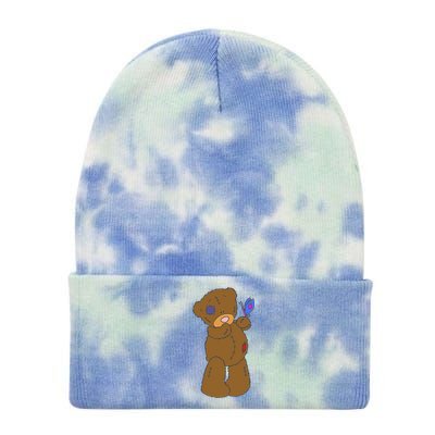 Cute Torn Teddy Bear Tie Dye 12in Knit Beanie