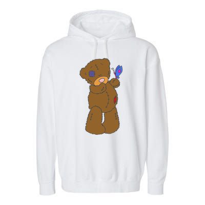 Cute Torn Teddy Bear Garment-Dyed Fleece Hoodie