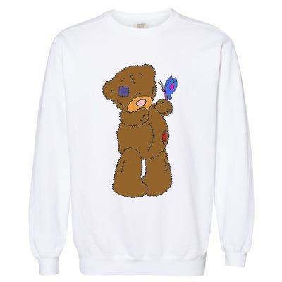Cute Torn Teddy Bear Garment-Dyed Sweatshirt