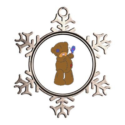 Cute Torn Teddy Bear Metallic Star Ornament