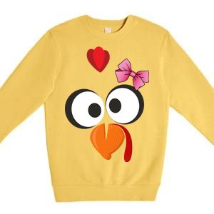 Cute Turkey Face Pink Bow Tie  Premium Crewneck Sweatshirt