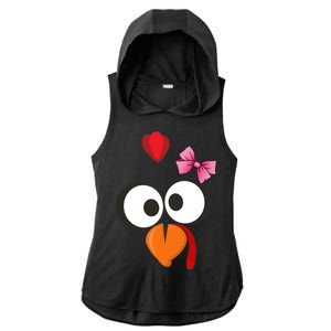 Cute Turkey Face Pink Bow Tie  Ladies PosiCharge Tri-Blend Wicking Draft Hoodie Tank