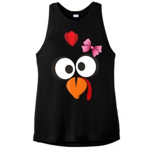 Cute Turkey Face Pink Bow Tie  Ladies PosiCharge Tri-Blend Wicking Tank