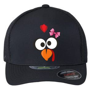 Cute Turkey Face Pink Bow Tie  Flexfit Unipanel Trucker Cap