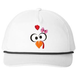 Cute Turkey Face Pink Bow Tie  Snapback Five-Panel Rope Hat