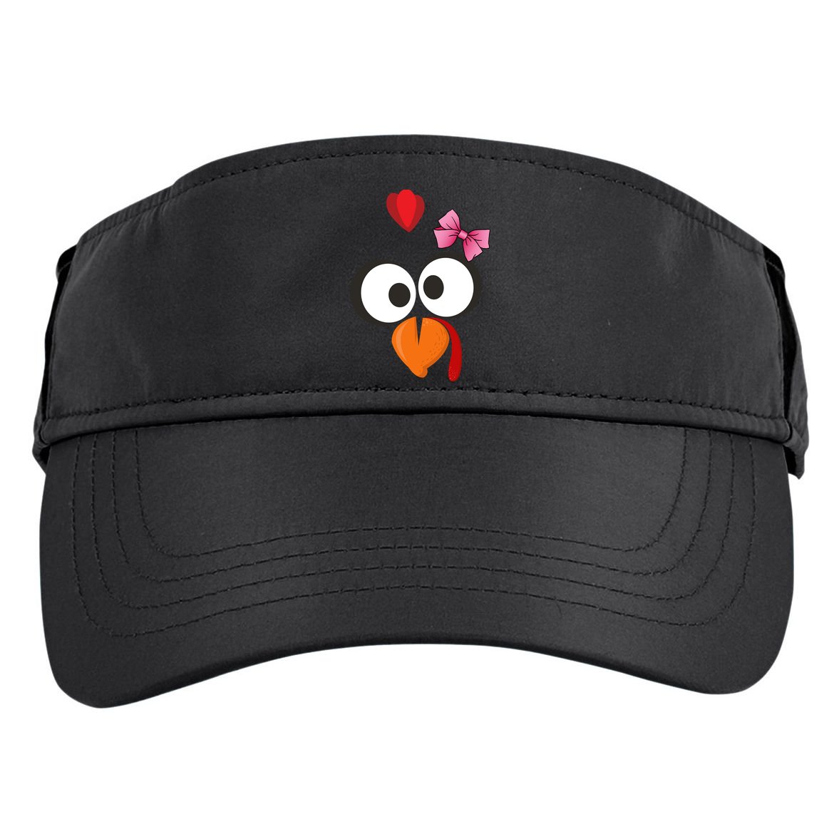 Cute Turkey Face Pink Bow Tie  Adult Drive Performance Visor
