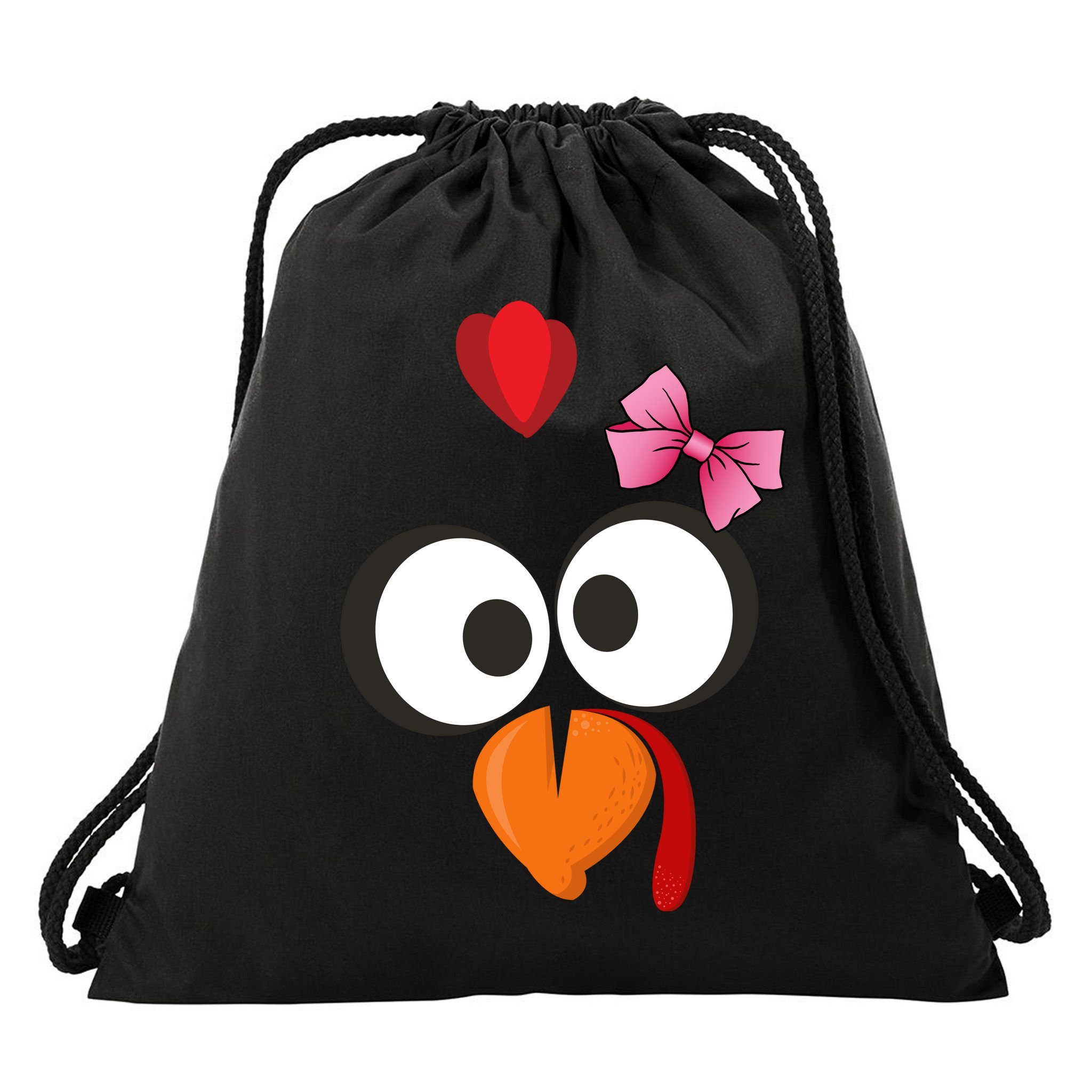 Cute Turkey Face Pink Bow Tie  Drawstring Bag