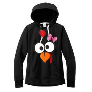 Cute Turkey Face Pink Bow Tie  Women's Fleece Hoodie