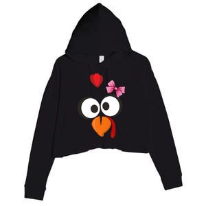 Cute Turkey Face Pink Bow Tie  Crop Fleece Hoodie