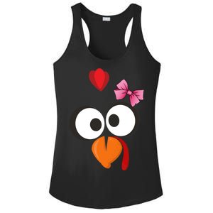 Cute Turkey Face Pink Bow Tie  Ladies PosiCharge Competitor Racerback Tank