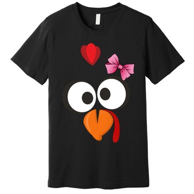 Cute Turkey Face Pink Bow Tie  Premium T-Shirt