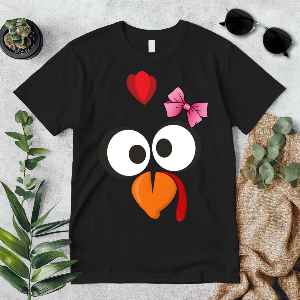 Cute Turkey Face Pink Bow Tie  Premium T-Shirt