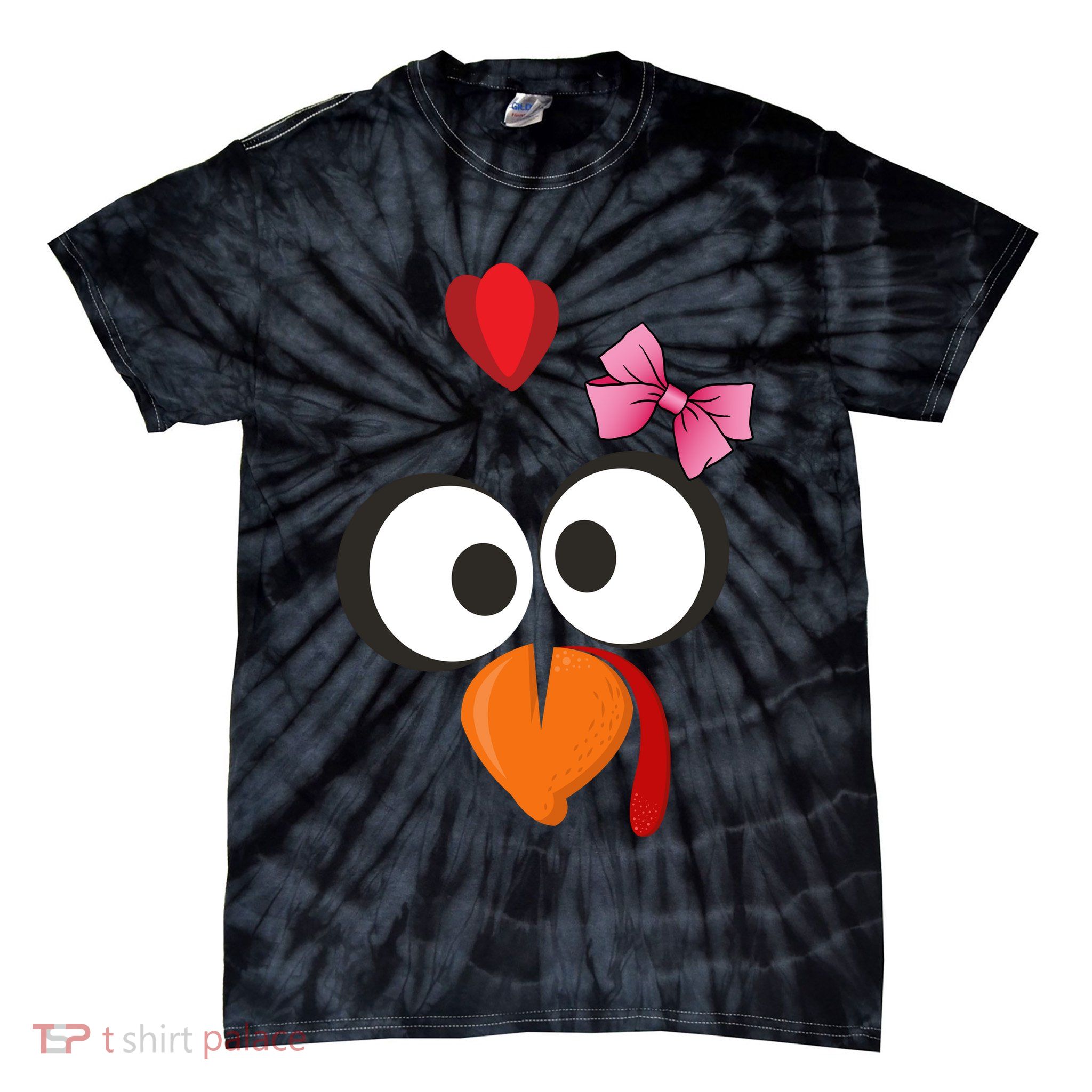 Cute Turkey Face Pink Bow Tie  Tie-Dye T-Shirt