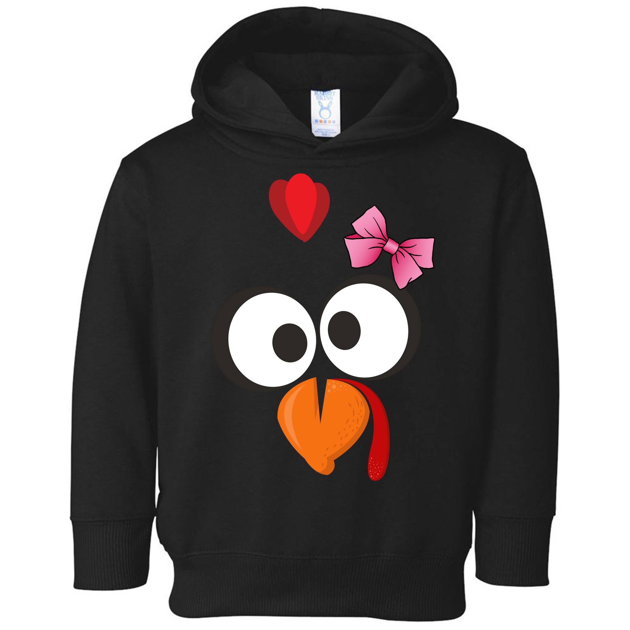 Cute Turkey Face Pink Bow Tie  Toddler Hoodie